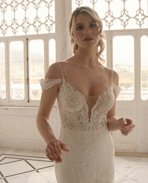 bride modeling wedding dress