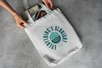 Everything’s Albright logo printed on a canvas tote bag