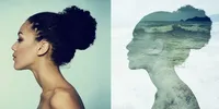 Ocean photograph transformed into layered Cross Point baptism artwork