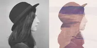 Portrait photograph transformed into layered Cross Point baptism artwork