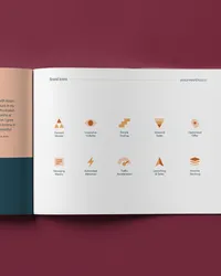 AlisonReeves.co brand guide showing its color palette and icon set