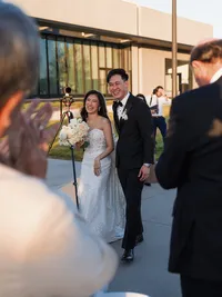 Bride and groom celebrating at Hall of Lights Dallas Texas