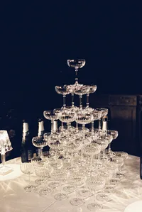 Champagne tower at Villa Lario Resort Mandello Lake Como Italy