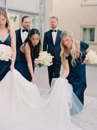 Bridal party at The Joule Hotel Dallas — black tie luxury wedding