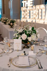 Wedding reception details at Hotel Vin Grapevine Texas — Flower House Dallas florals