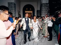 Wedding grand exit at Villa Lario Resort Mandello Lake Como Italy