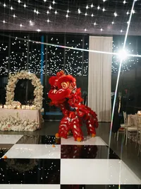 Lion dancer performance at Hall of Lights Dallas Texas wedding — Stephanie Michelle Photography