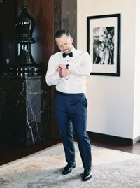 Groom Getting Ready at The Joule Hotel Dallas Texas - Stephanie Michelle Photography