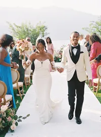 Bride and groom celebration at Villa Lario Resort Mandello Lake Como Italy