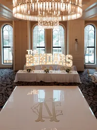 Wedding reception details at Hotel Vin Grapevine Texas — Flower House Dallas florals
