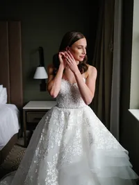 Bridal getting ready portrait at Hotel Vin Grapevine Texas wedding
