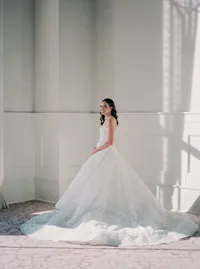 Bride in wedding dress at Hotel Vin Grapevine Texas — classic Texas wedding photography