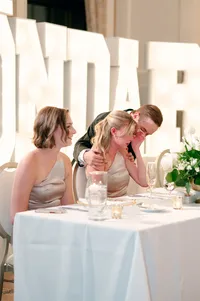 Wedding toast at Hotel Vin Grapevine Texas — classic Texas wedding reception