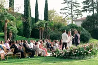 Couple exchanging vows at Villa Lario Resort Mandello Lake Como Italy