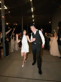 Bride and groom exit at Hall of Lights Dallas Texas wedding