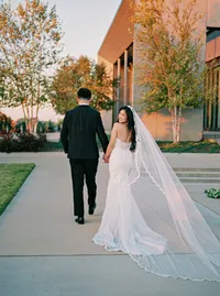 Wedding couple sunset portrait at Hall of Lights Dallas Texas — luxury wedding photography