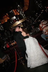 Bride and Groom at bar at Hotel Vin Grapevine Texas — Stephanie Michelle Photography