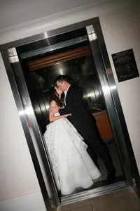 Bride & Groom in elevator at Hotel Vin Grapevine Texas — Stephanie Michelle Photography