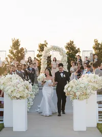 Bride and groom celebrating at Hall of Lights Dallas Texas