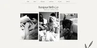 Homepage of the custom Showit website designed for Bonjour Birth Co., a Florida birth and postpartum doula, featuring a modern editorial layout with documentary birth photography.
