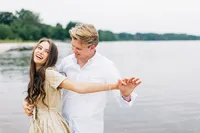 Yorktown Beach Documentary Style Engagement Photos