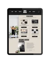 An ipad showcasing a Showit website template for social media managers and content creators