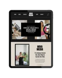 An ipad showcasing a Showit website template for content creators and social media managers
