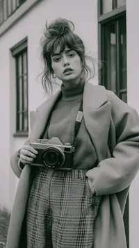 Young Woman with Vintage Camera
