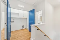 blue laundry room doors