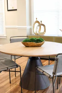 dining table with leather dining chairs