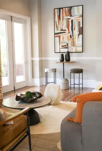 Clubhouse design with pops of organge