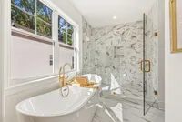 hex tile and free standing tub ensuite