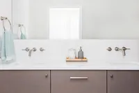 Fresh modern bathroom with floating vanity