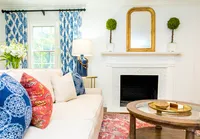 Classic living room with touches of red and blue