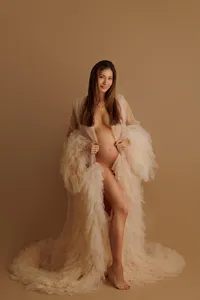 Liberte in gown during fine art maternity portrait session in North Hollywood