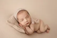 close-up of baby Parker sleeping during soft-lit newborn photography session in Los Angeles