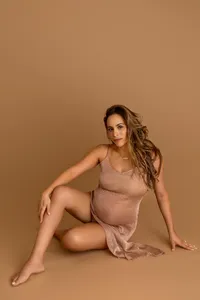 artistic maternity portrait with soft studio lighting in North Hollywood