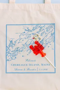 Welcome tote printed with a map of Chebeague Island