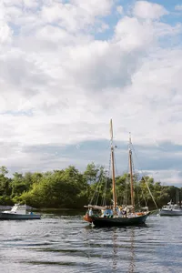 Schooner anchored in the harbor in Kennebunkport, Maine