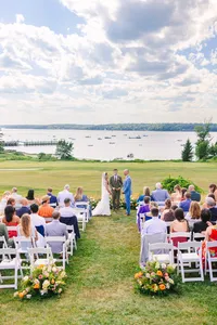 Guests seated for the oceanfront ceremony on the lawn
