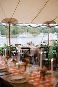 Tented reception overlooking the harbor