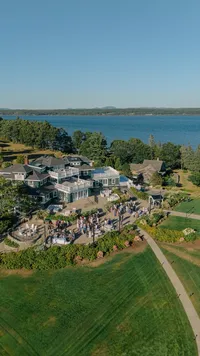 Aerial view of French's Point and the surrounding coastline