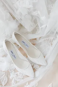 Editorial bridal detail photograph featuring Jimmy Choo wedding heels