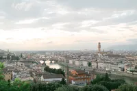 Panoramic view of Florence at sunset – romantic backdrop for Italy wedding photography.