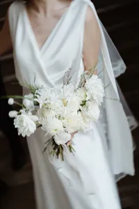 silk wedding dress details