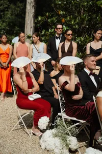 funny documentary wedding photo of guests in Provence