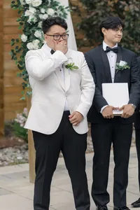 Elegant grand imperial Edmonton filipino wedding photos - Groom first look walking down the aisle