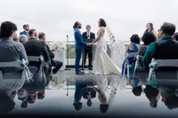 Pendennis Wedding venue roof top wedding ceremony Photographs with river valley views in Edmonton