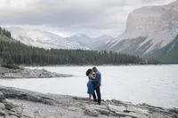 Couple after Proposal photos in Banff