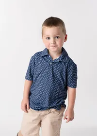 First day of school picture of handsome young boy.